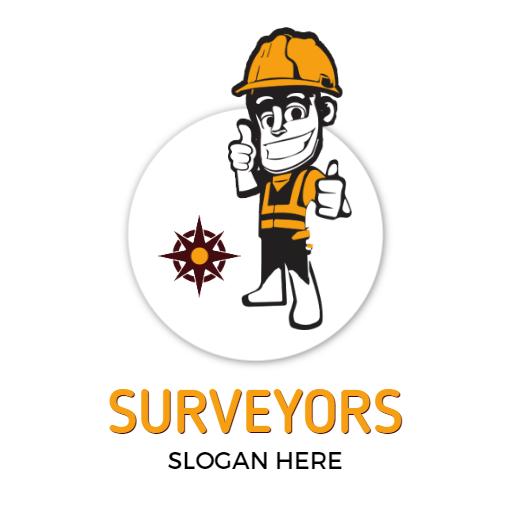 Cheerful Surveyor in Safety Gear for Professional Surveyors Logo Template