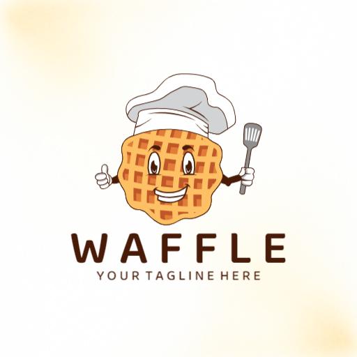Cheerful Waffle Character in Chef Hat Represents Waffle Logo Template