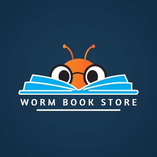 Cheerful Worm with Glasses Surrounded by Open Books Logo Template