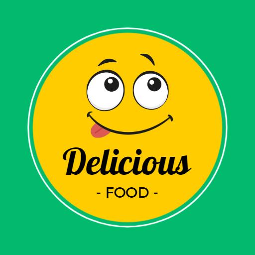 Cheerful Yellow Face Featuring Delicious Food Theme Logo Template