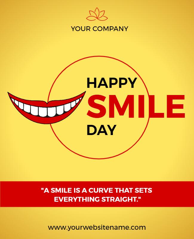 Cheerful Yellow Happy Smile Day Celebration Poster Template