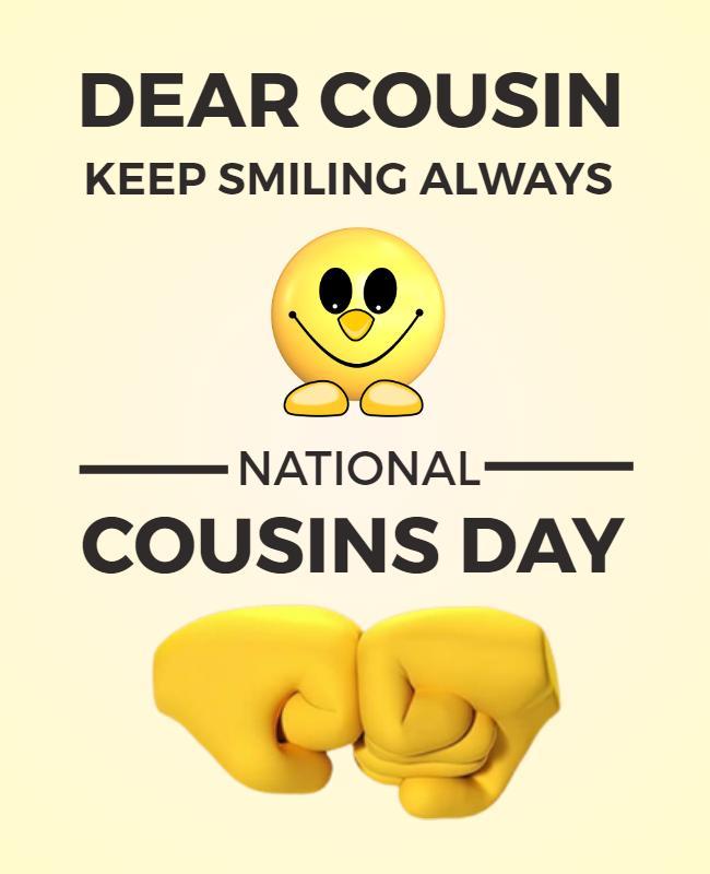 Cheerful Yellow National Cousins Day Celebration Poster Template