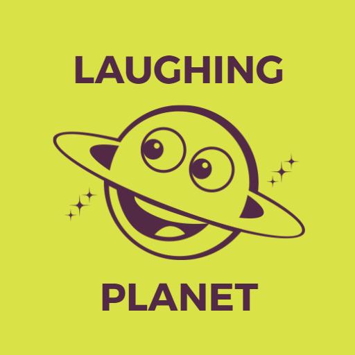 Cheerful Yellow Planet Graphic with a Laughing Expression Logo Template