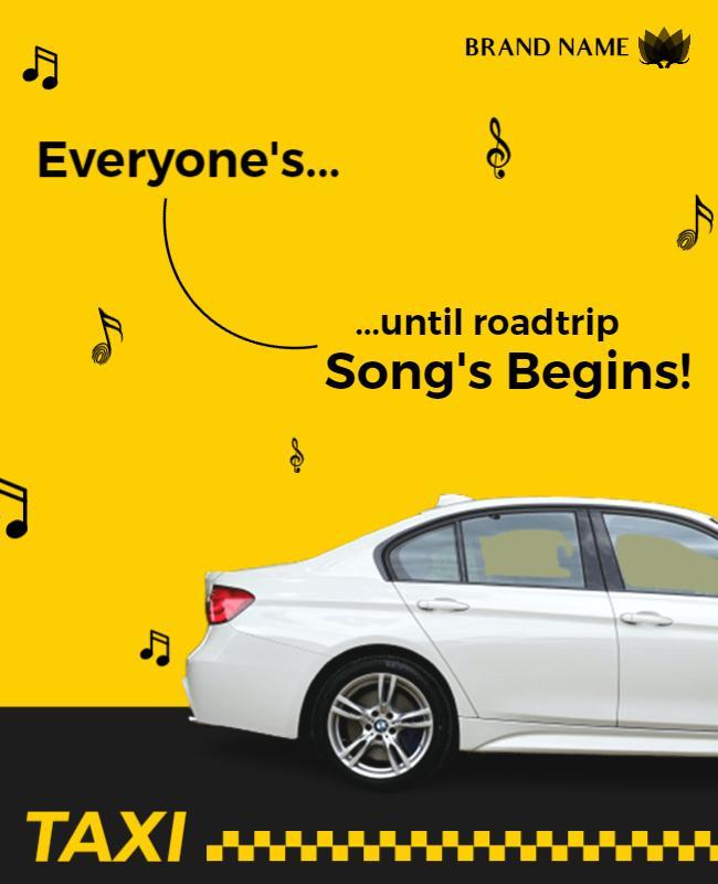 Cheerful Yellow Roadtrip Taxi Music Experience Poster Template