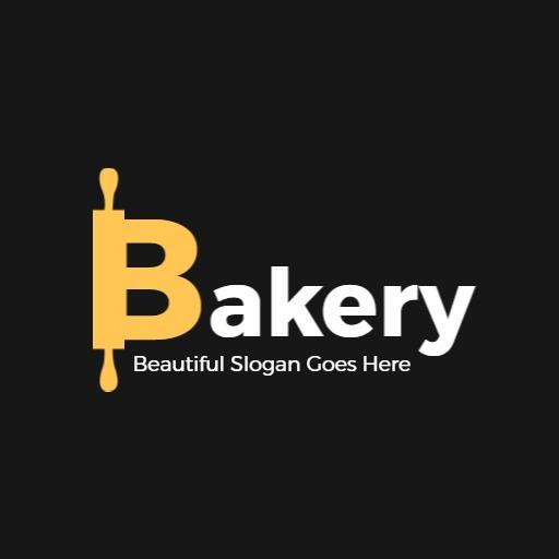 Cheerful Yellow Rolling Pin Emphasizing Bakery Delights Logo Template