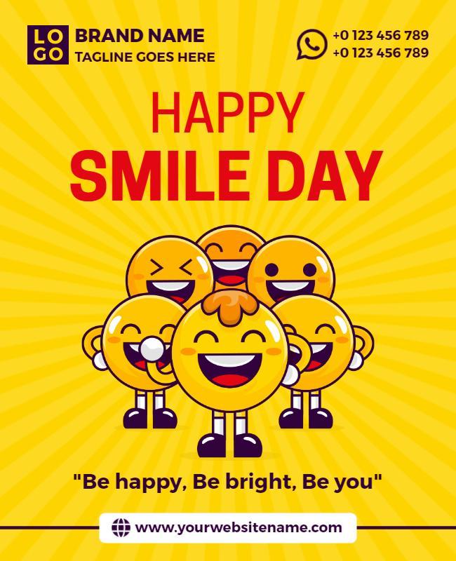 Cheerful Yellow Smile Day Celebration Poster Template