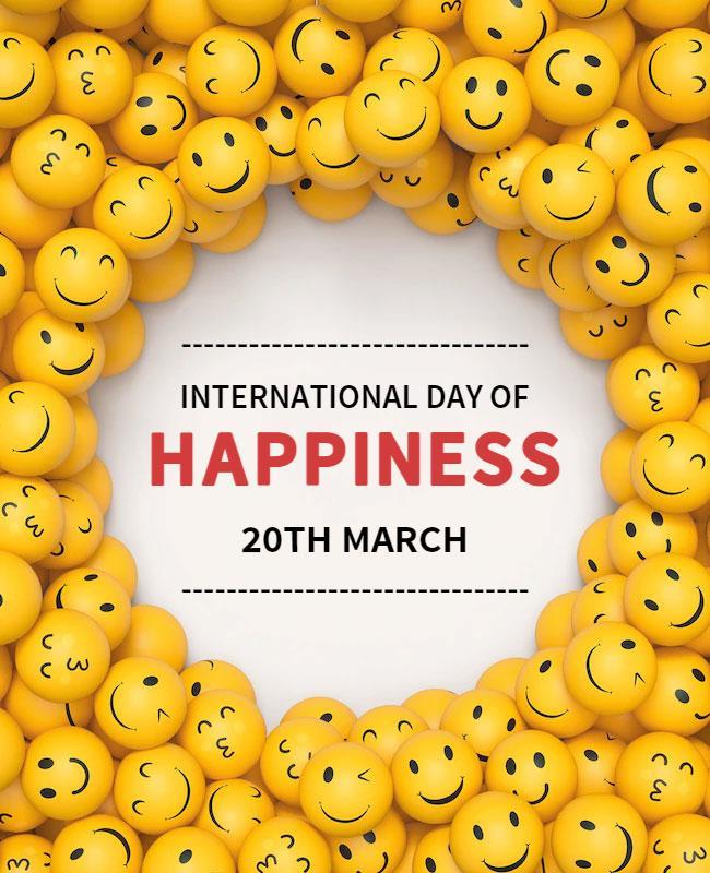 Cheerful Yellow Smiley Faces for International Day of Happiness Poster Template