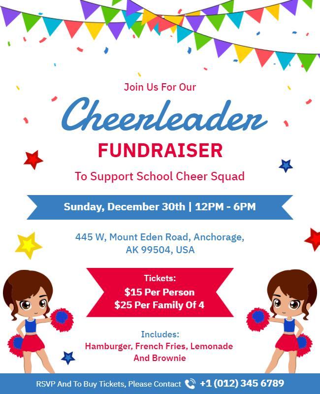 Colorful Cheerleader Fundraiser Event Flyer Template