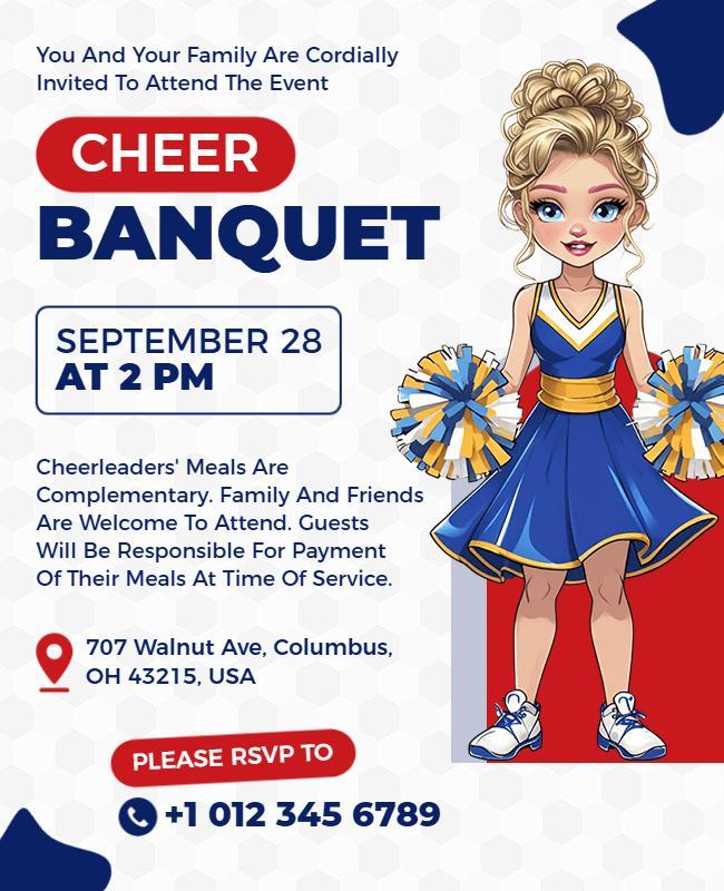 Cheerleading Banquet Invitation Flyer Template