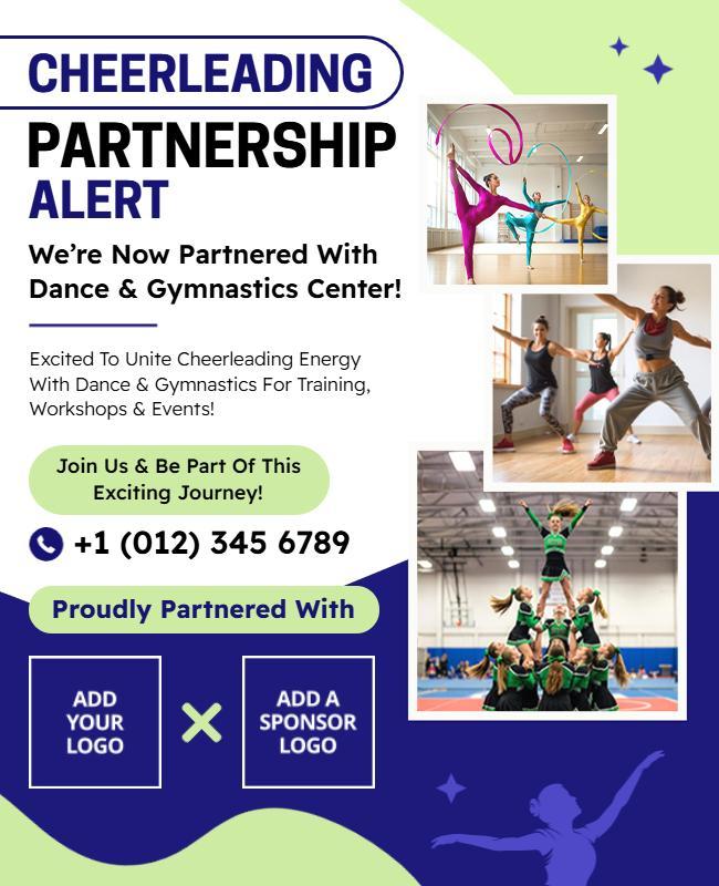 Cheerleading Dance and Gymnastics Partnership Announcement Flyer Template