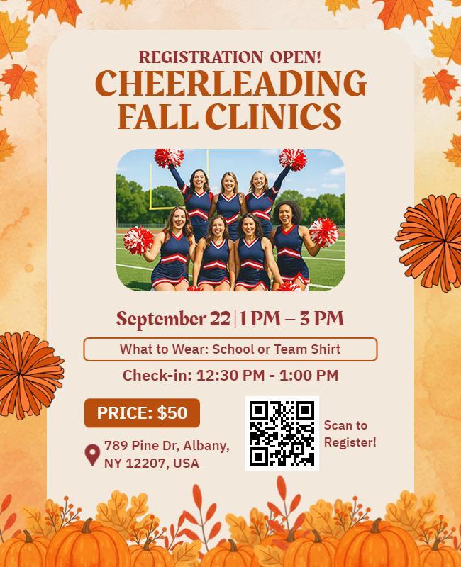 Cheerleading Fall Clinics Registration Flyer Template