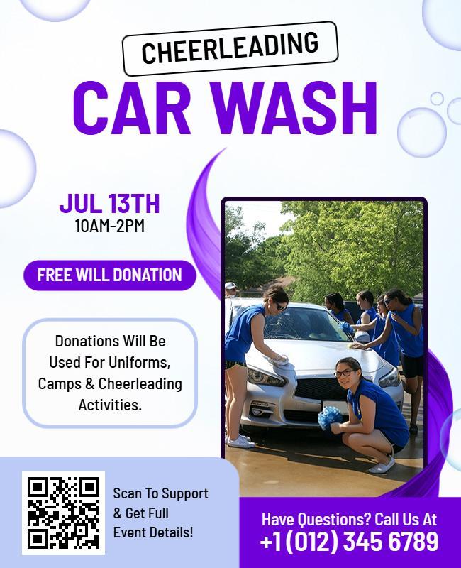 Cheerleading Fundraiser Car Wash Event Flyer Template