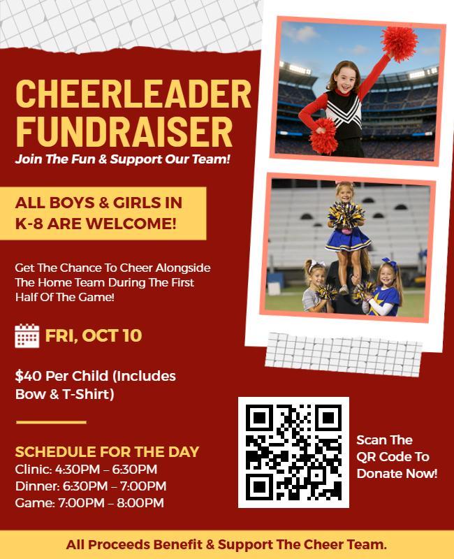 Cheerleading Fundraiser with Game Performance Flyer Template