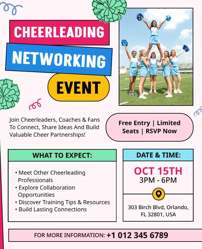 Cheerleading Networking Event Flyer Template