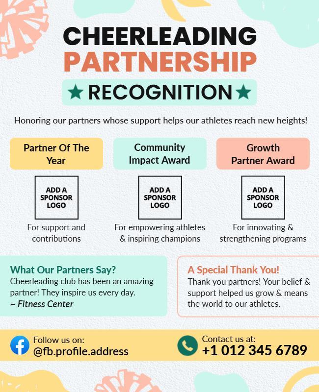 Cheerleading Partnership Recognition Event Flyer Template