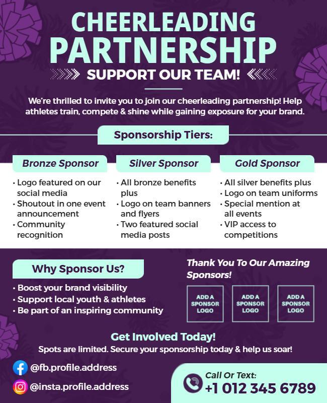 Cheerleading Partnership Sponsorship Flyer Template