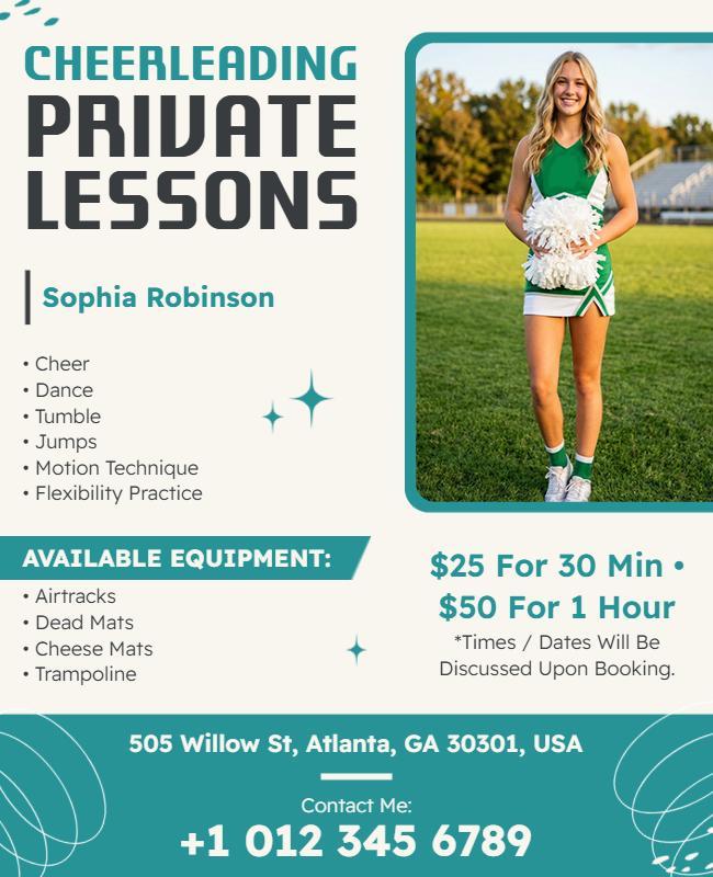 Cheerleading Private Lessons Promotional Flyer Template