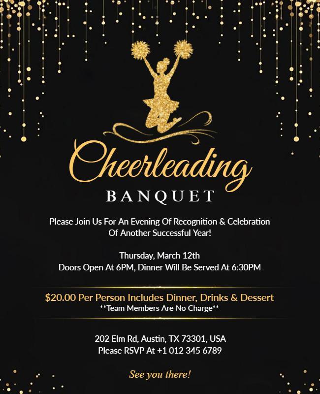 Cheerleading Recognition Banquet Celebration Invitation Flyer Template