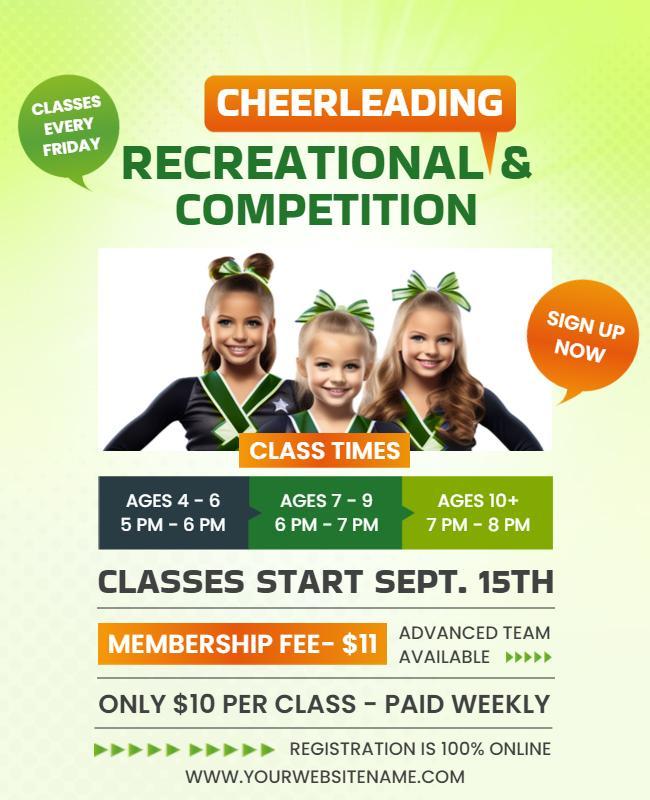 Cheerleading Recreational Competition Class Flyer Template