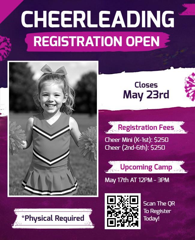 Cheerleading Registration Open Flyer Template