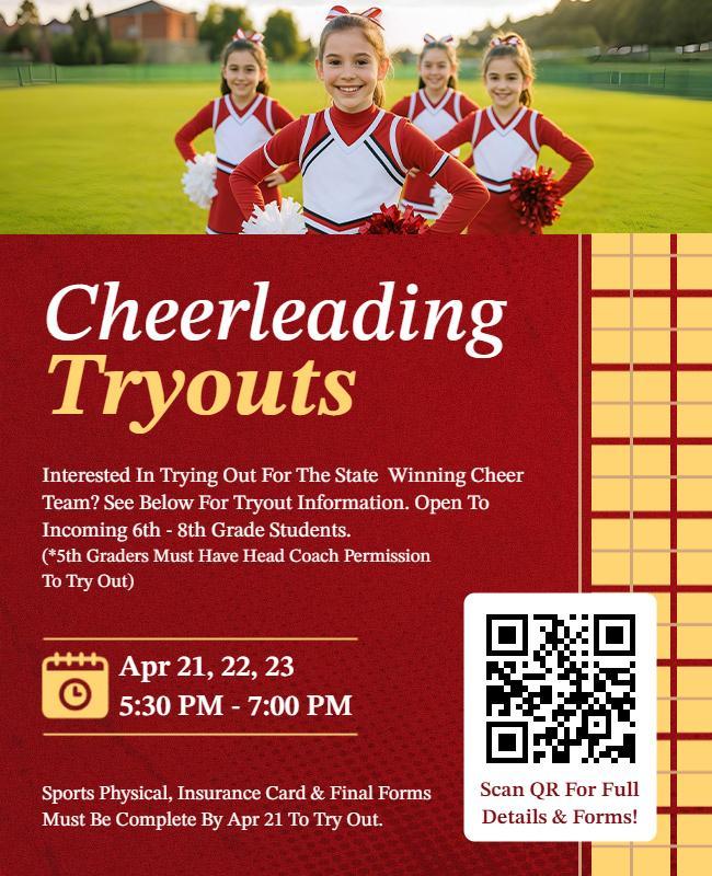 Cheerleading Team Tryouts Event Flyer Template
