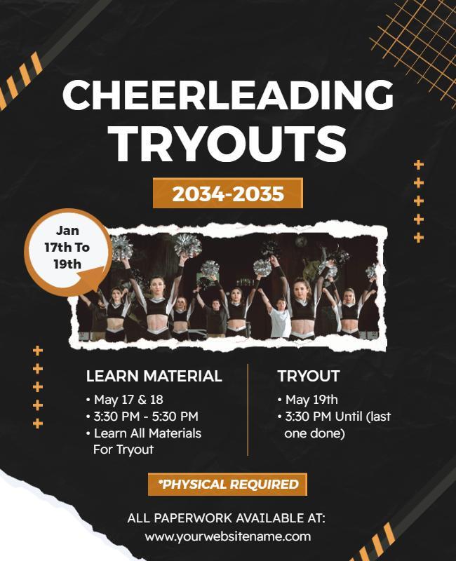 Cheerleading Tryouts Announcement Flyer Template