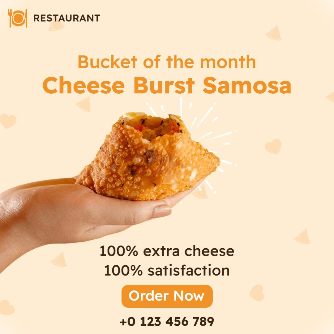 Cheese Burst Samosa Bucket of the Month for Restaurants Ad Template