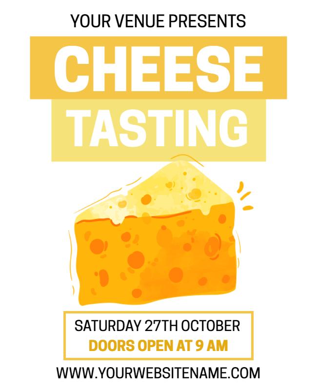 Cheerful Yellow Cheese Tasting Event Flyer Template