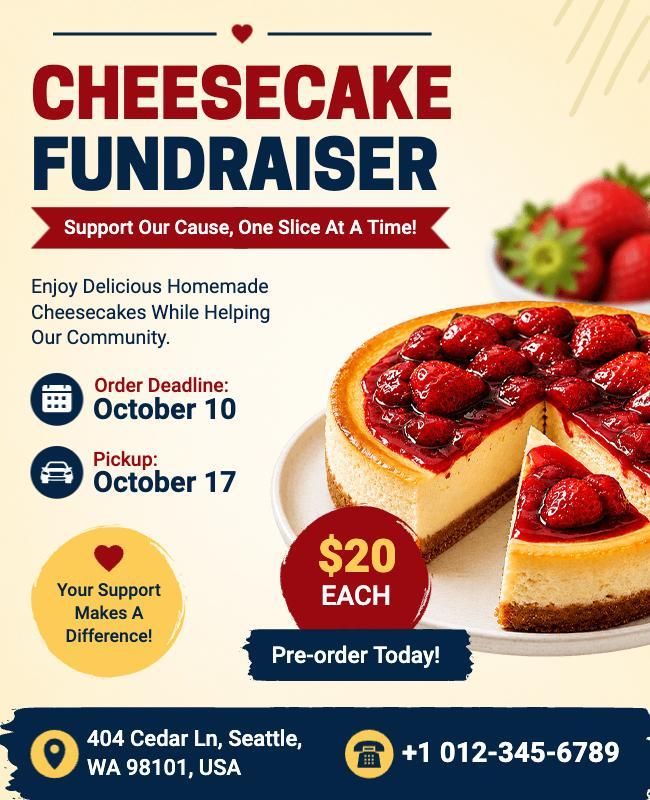 Cheesecake Fundraiser Event Flyer Template