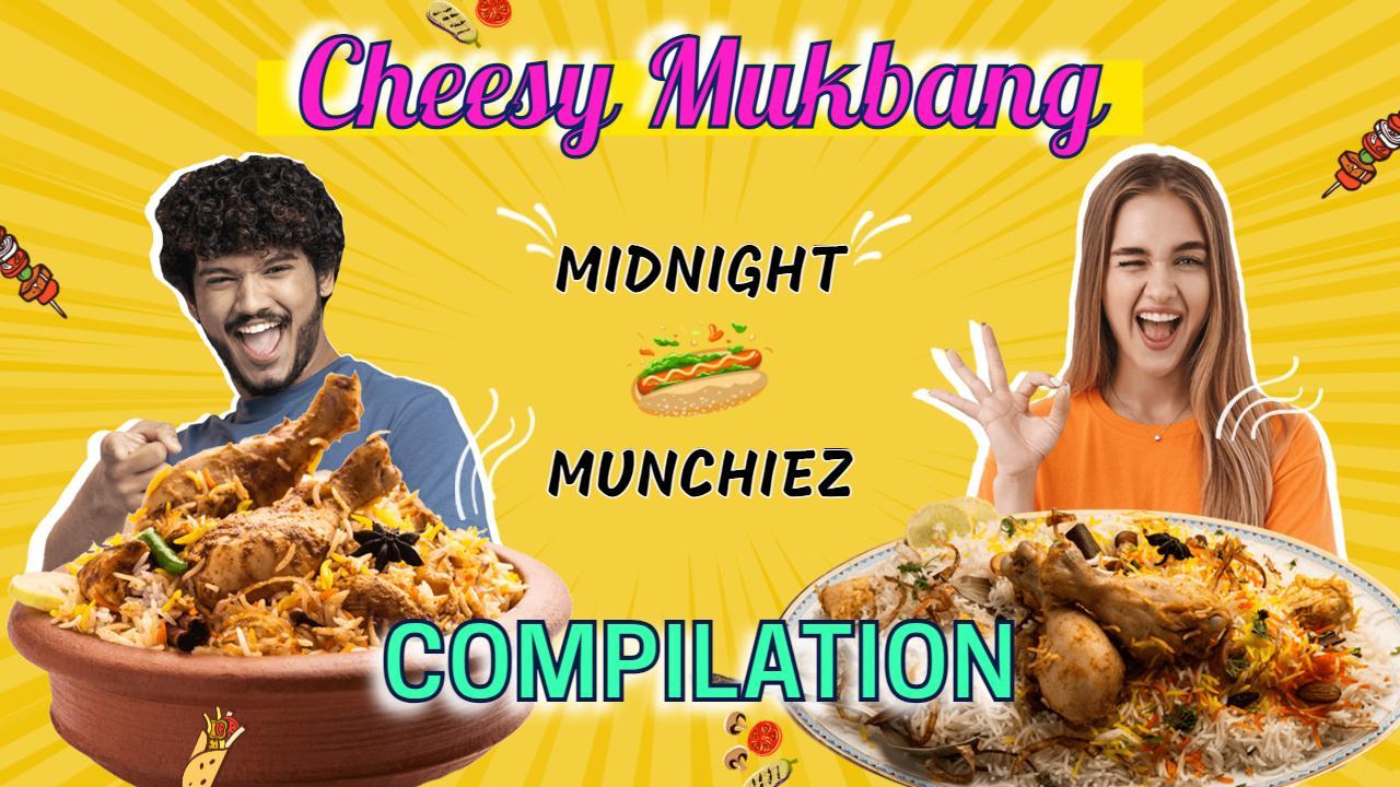 Cheesy Mukbang Midnight Food Compilation YouTube Thumbnail Template