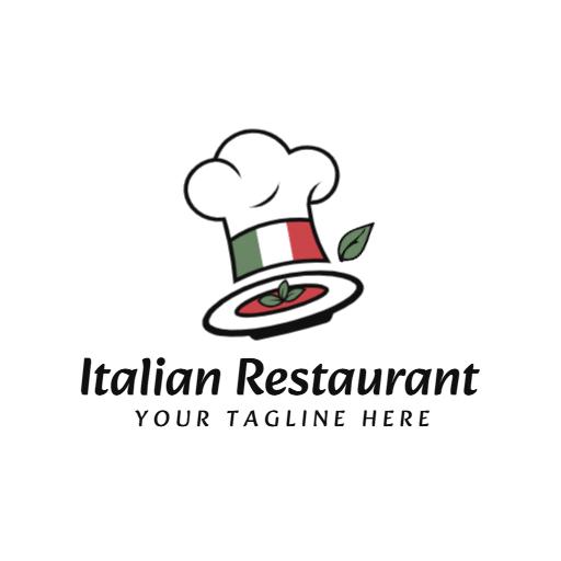 Chef Hat and Plate Symbolizing Italian Restaurant Cuisine Logo Template