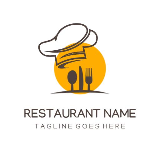 Chef Hat and Yellow Circle Showcasing Restaurant Services Logo Template