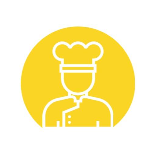 Chef Icon on Bright Yellow Background for Catering Logo Template
