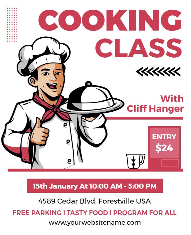 Chef Led Interactive Cooking Class Flyer Template