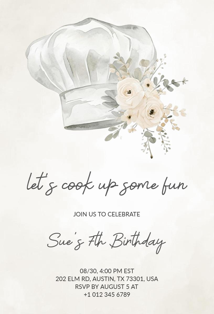 Chef Themed Culinary Fun Birthday Celebration Invitation Template