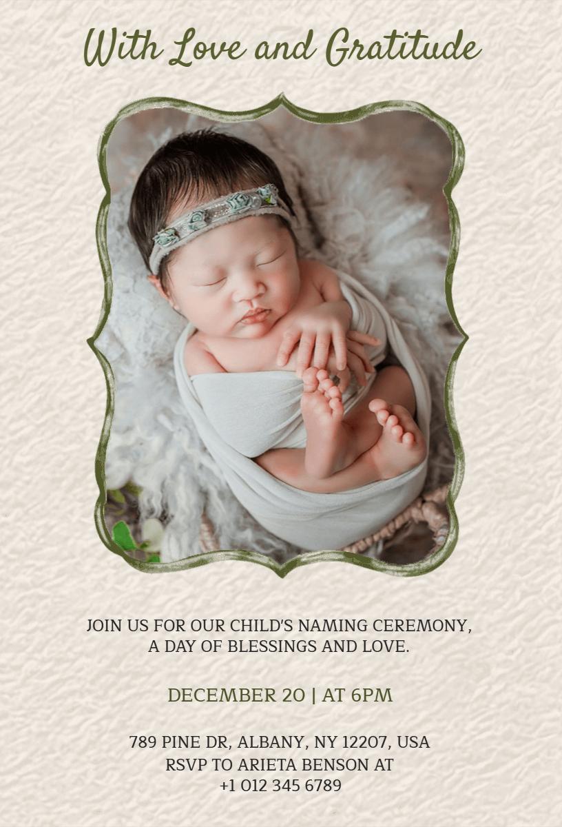 Cherished Baby Naming Ceremony Love Celebration Invitation Template