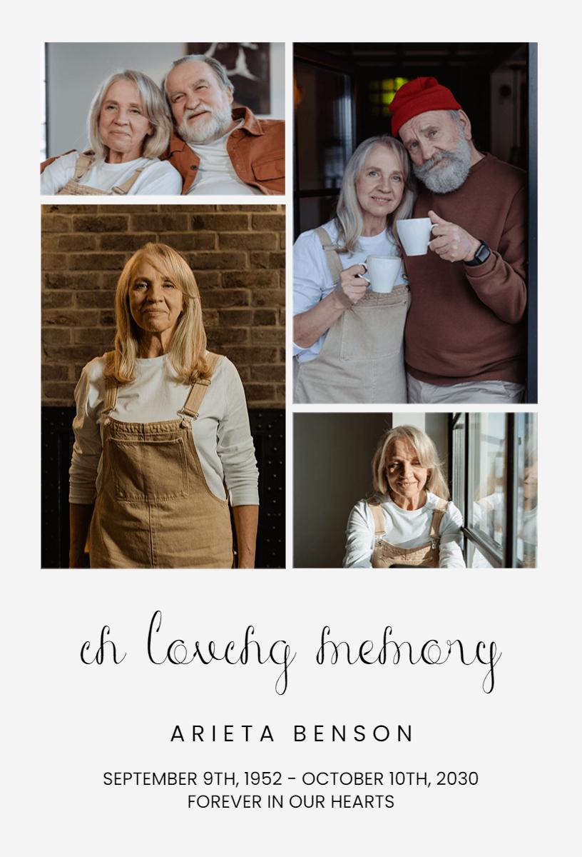 Cherished Memories Celebration of Life Funeral Invitation Template