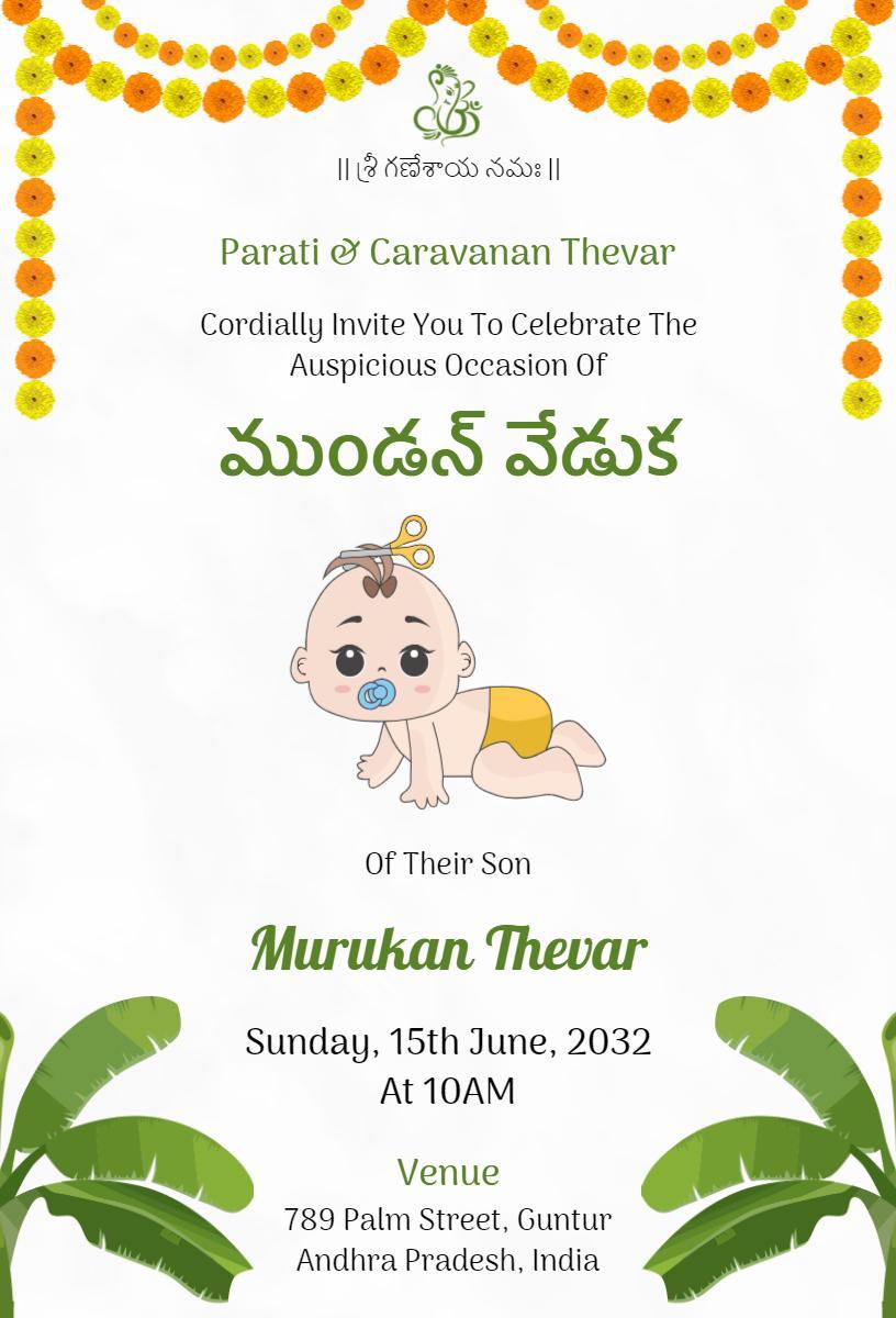 Cherished Mundan Ceremony for Baby Boy Celebration Invitation Template