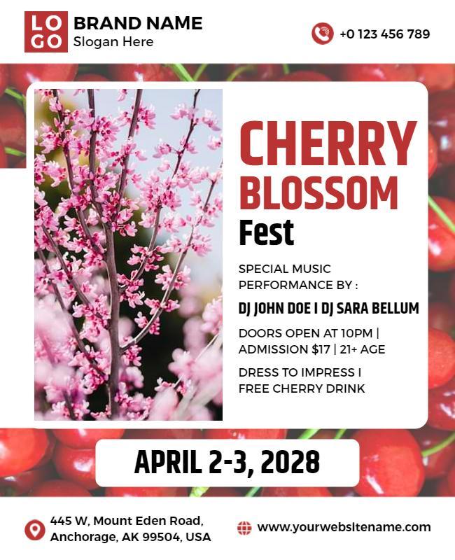 Cherry Blossom Festival Music Event Flyer Template