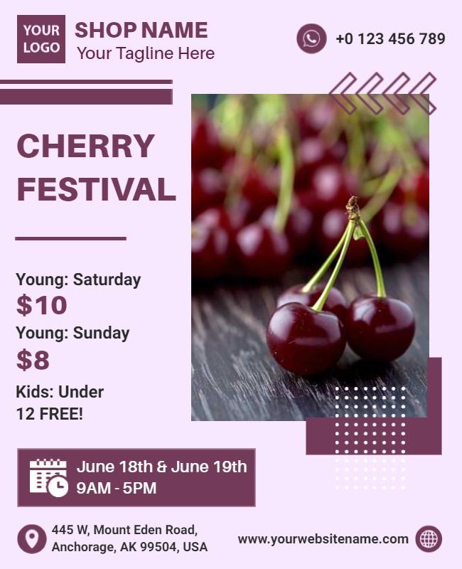 Cherry Festival Event Announcement Flyer Template