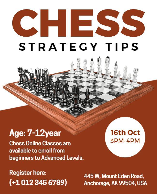 Chess Strategy Online Classes Flyer Template