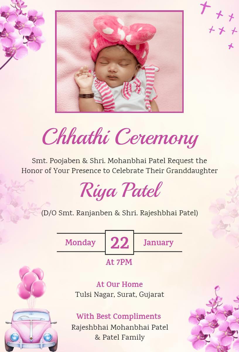 Chhathi Ceremony Granddaughter Celebration Invitation Template