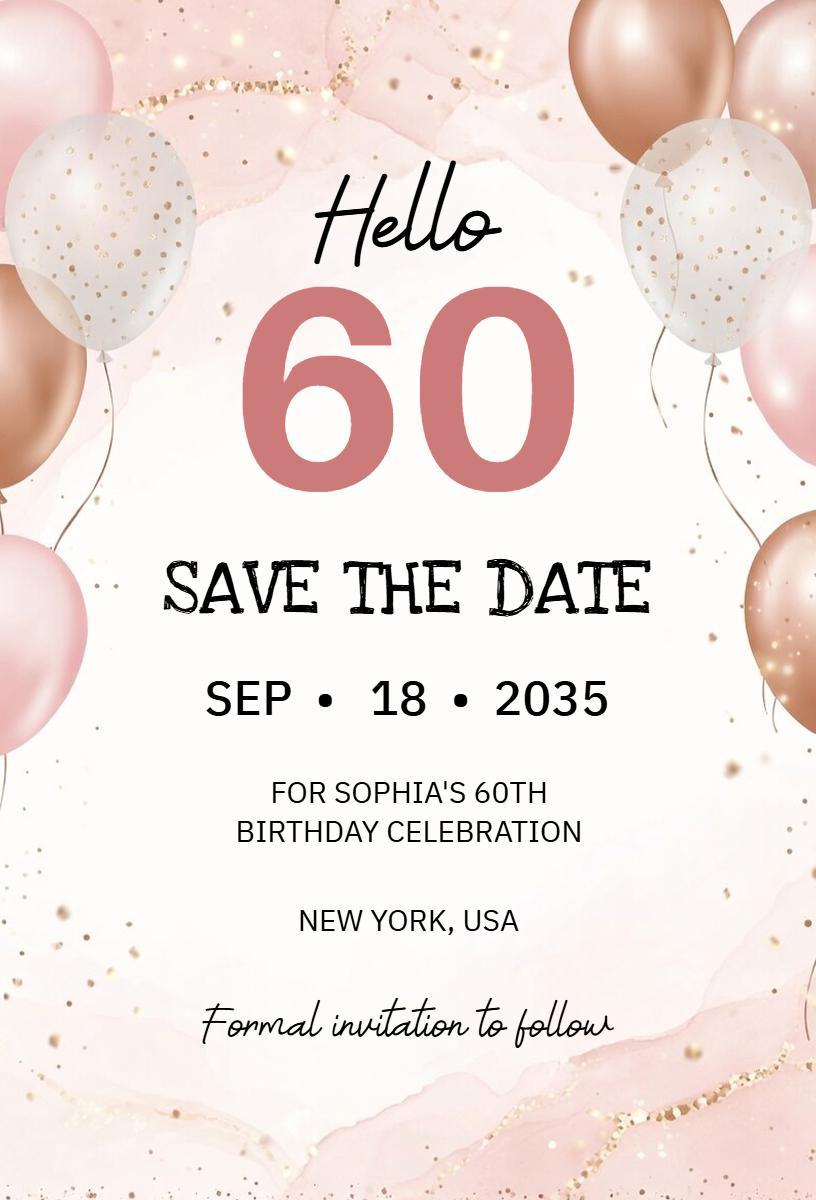 Chic 60th Birthday Celebration Elegant Invitation Template
