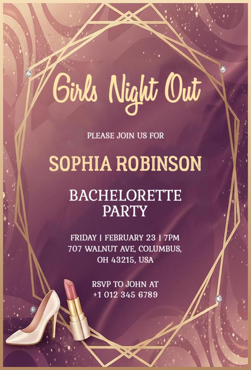 Chic Bachelorette Party Glam Girls Night Out Invitation Template
