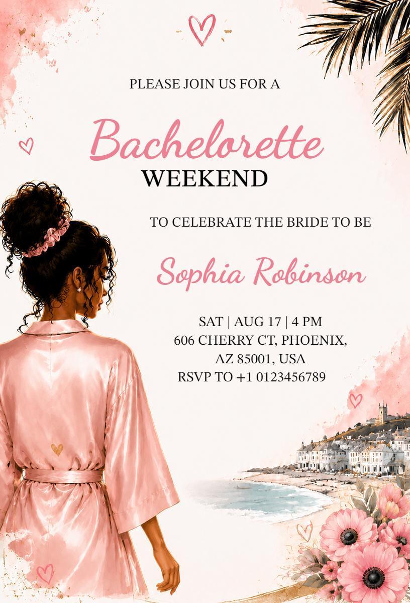 Chic Beachy Bachelorette Weekend Celebration Invitation Template