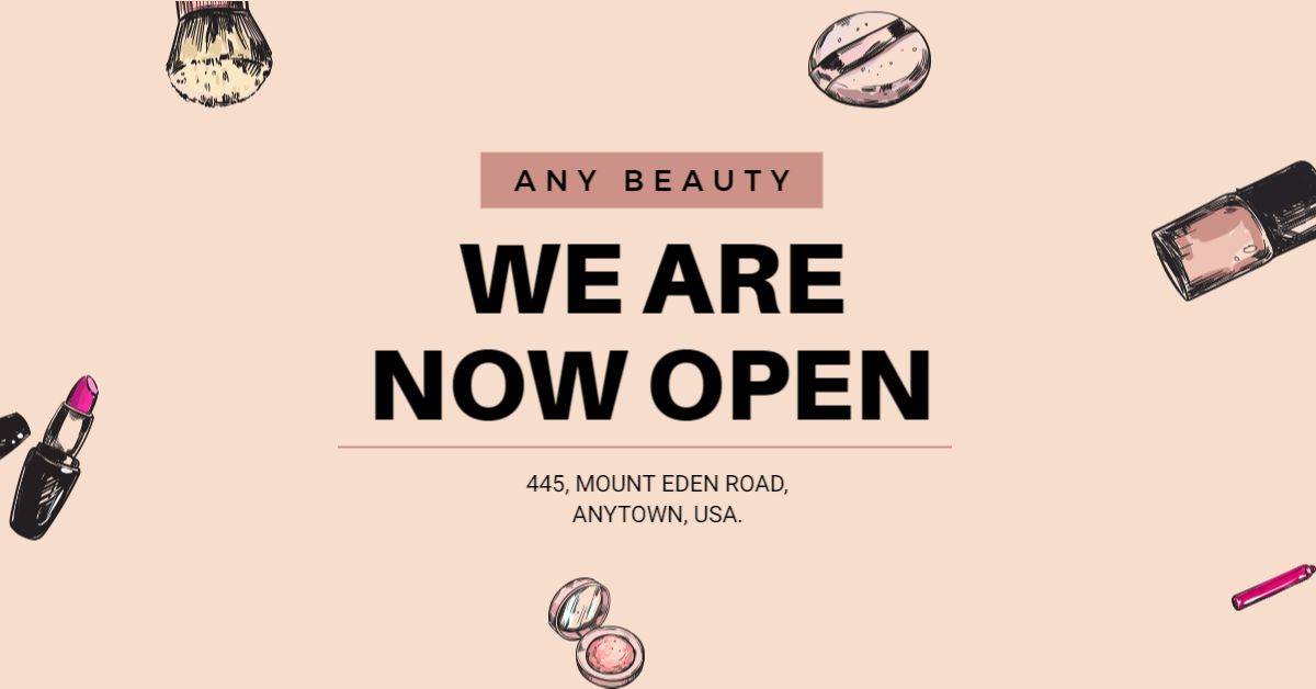 Chic Beauty Products Illustration on Soft Pink Banner Template