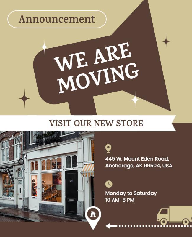 Chic Beige Store Relocation Announcement Poster Template