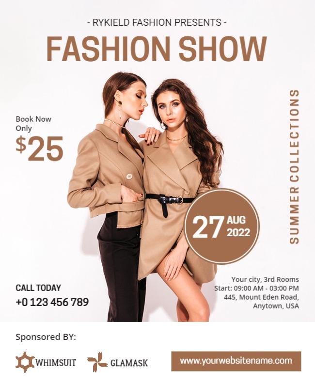 Chic Beige Summer Fashion Show Collection Poster Template