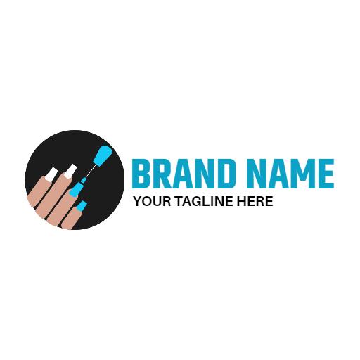 Chic Black and Blue Nail Art Design for Beauty Logo Template