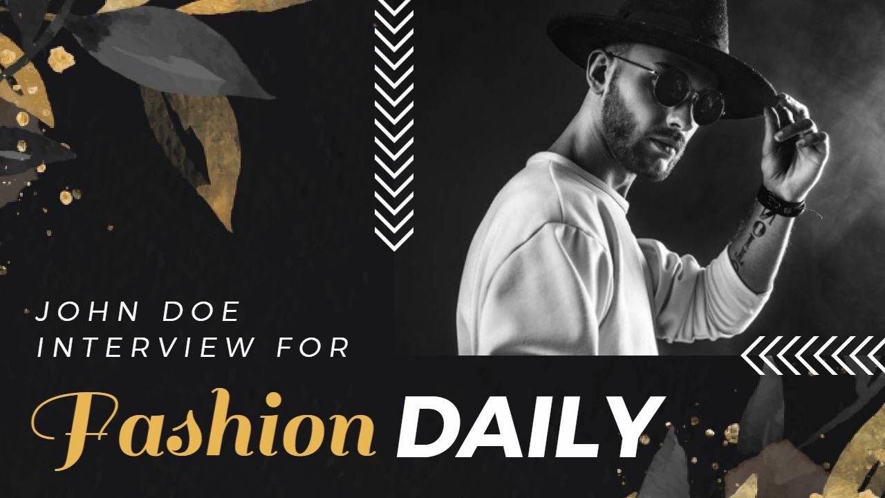 Chic Black and Gold Fashion Interview YouTube Thumbnail Template